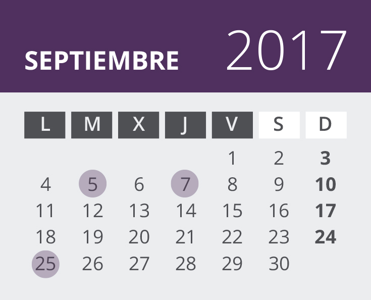Calendario de Guipuzcoa. septiembre